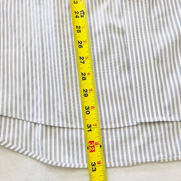 Eagle Men's Striped Button-Down White/Blue Shirt Size 16.5 34/35 French Cuff - Picture 9 of 9